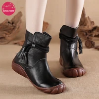 womens ankle boots retro ethnic red black unique exquisitely hand made genuine leather booties vibrant comfortable shoes