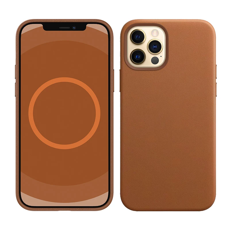 Чехол из натуральной кожи с анимационным окошком для iPhone 12 Pro Max Mini Mag магнитный
