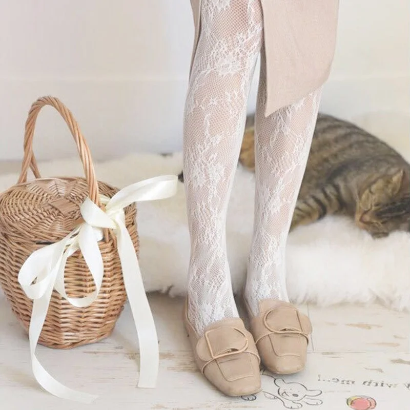 

Vintage Lace Flower Stockings Women Lolita Transparent Pantyhose Stocking White Thin High Tights Collant Femme Dress Hosiery