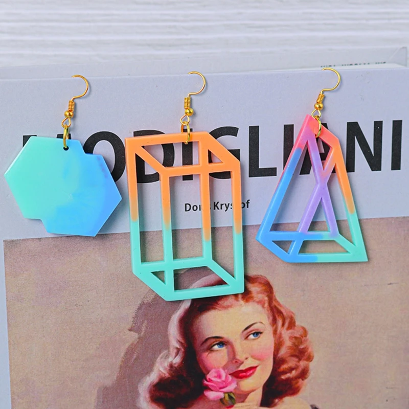 Geometry Earrings Epoxy Resin Mold Ear Drop Dangles Silicone Mould DIY Crafts Jewelry Pendant Ornaments Casting Tools | Украшения и