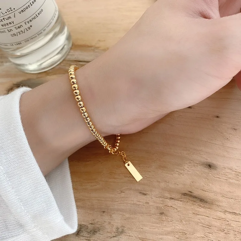 

Leouerry 925 стерлингового серебра Серебряные; Золотые круглые бисерные браслеты Элегантный французский Стиль браслеты из нержавеющей стали дл...