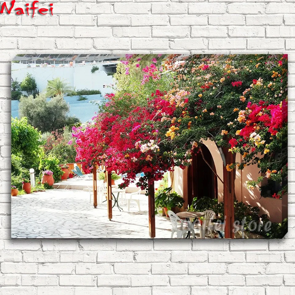 

Seaside Town Scenery Flowers Full Square Round Drill 5d Diamond Embroidery DIY Diamond Painting Cross Stitch kit