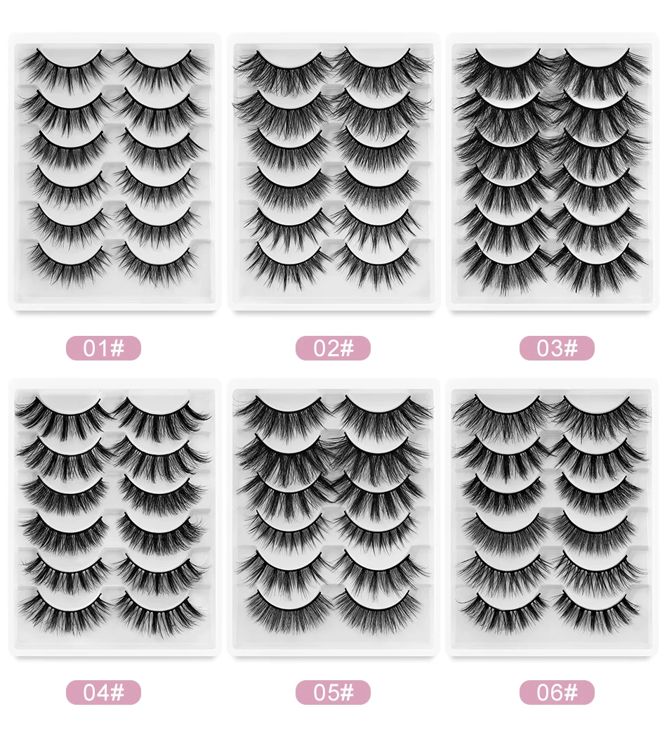 SEXYSHEEP 5/6 Pairs 3D Faux Mink eyelashes False Eyelashes Long Lashes Wispy Makeup Beauty Extension Tools Wimpers 13 Styles | Красота и