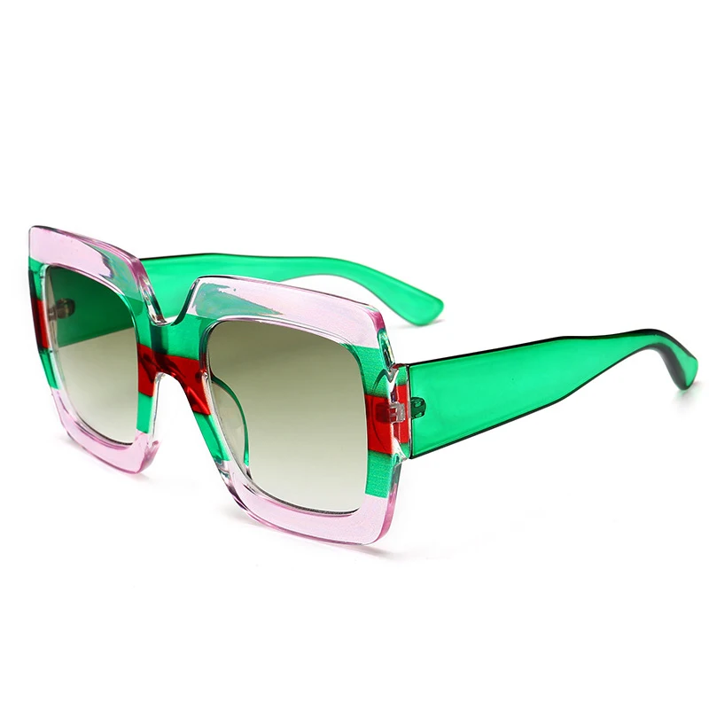 4-PinkGreen.Green Модные женские солнцезащитные очки, бренд, дизайнерские, 7 цветов, оправа, квадратные солнцезащитные очки, мужские, для путешествий, УФ, большие солнцезащитные очки, оттенки - Цвет линз: 4-PinkGreen.Green
