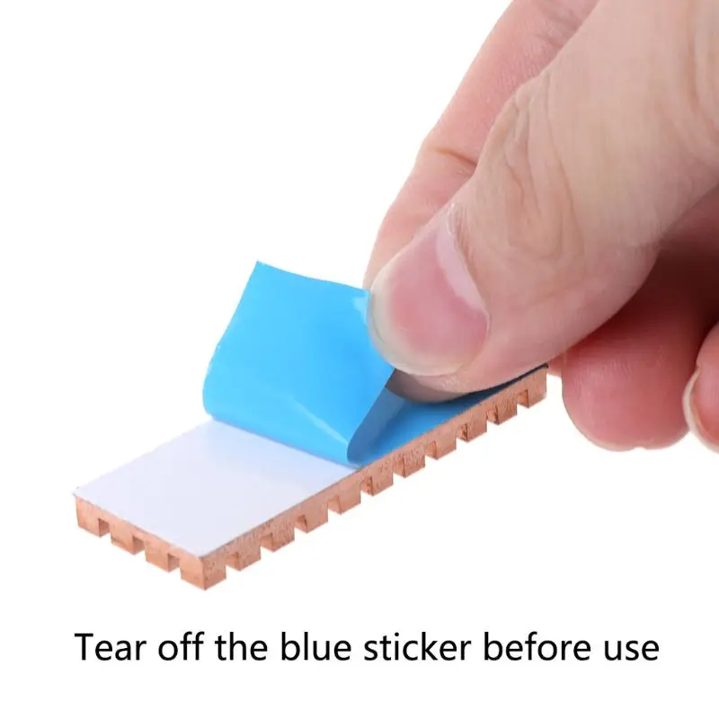 Теплоотвод из чистой меди 48x18 мм и термопроводящий тонкий клейкий паз 2/3/4 для