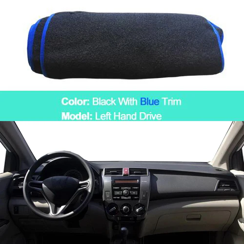 LHD Blue 2 слоя крышка приборной панели автомобиля тире коврик ковер накидка для Honda City 2008 2009 2010 2013 авто Non-slip козырек от солнца приборной коврик - Название цвета: LHD Blue