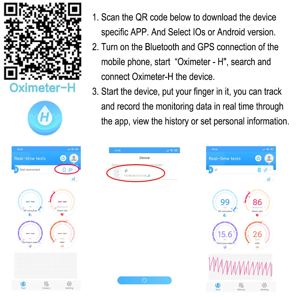 Пульсоксиметр на палец Bluetooth мониторинг сна анализ данных оксиметр Монитор