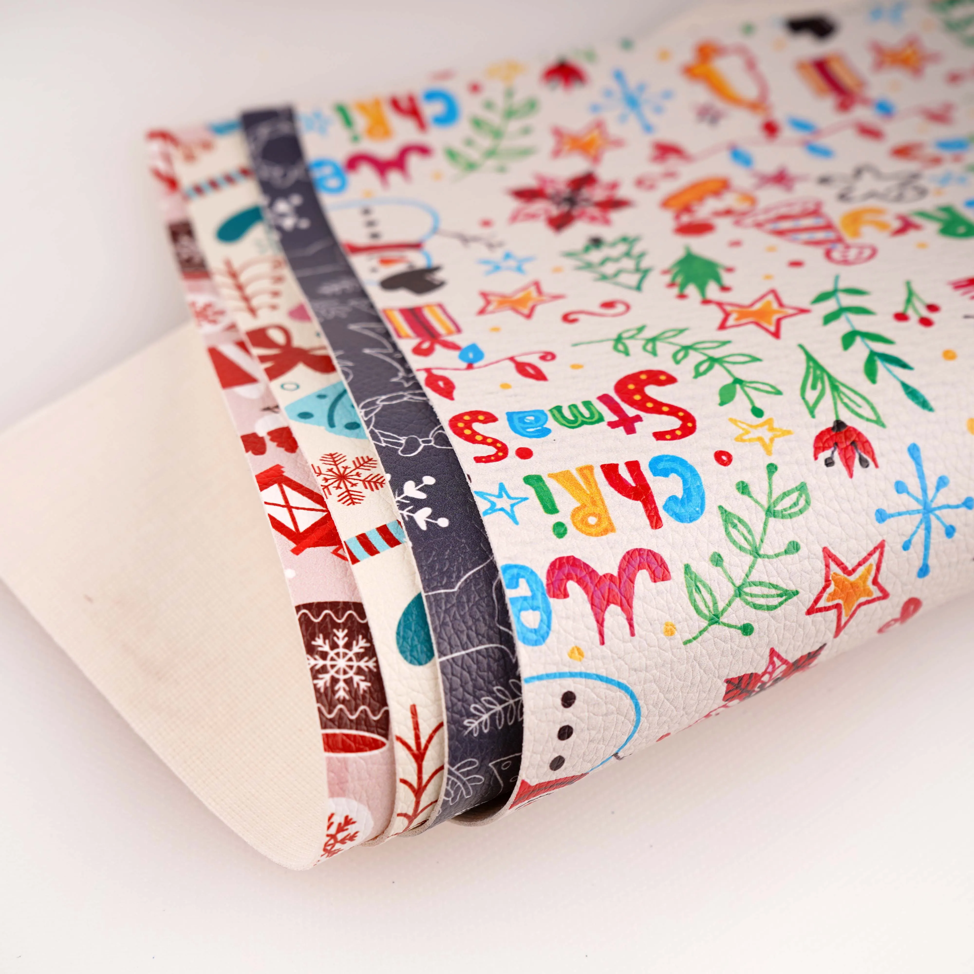 

21*30cm Faux printing Leather Sheets Fabric Christmas pattern Synthetic DIY Hairbow Fabric Accessories litchi Synthetic Leather