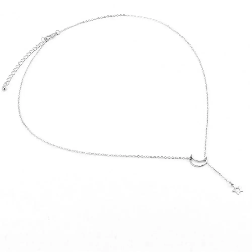 

40%HOT Moon Shape Star Pendant Alloy Luxury Clavicle Chain Necklace for Party