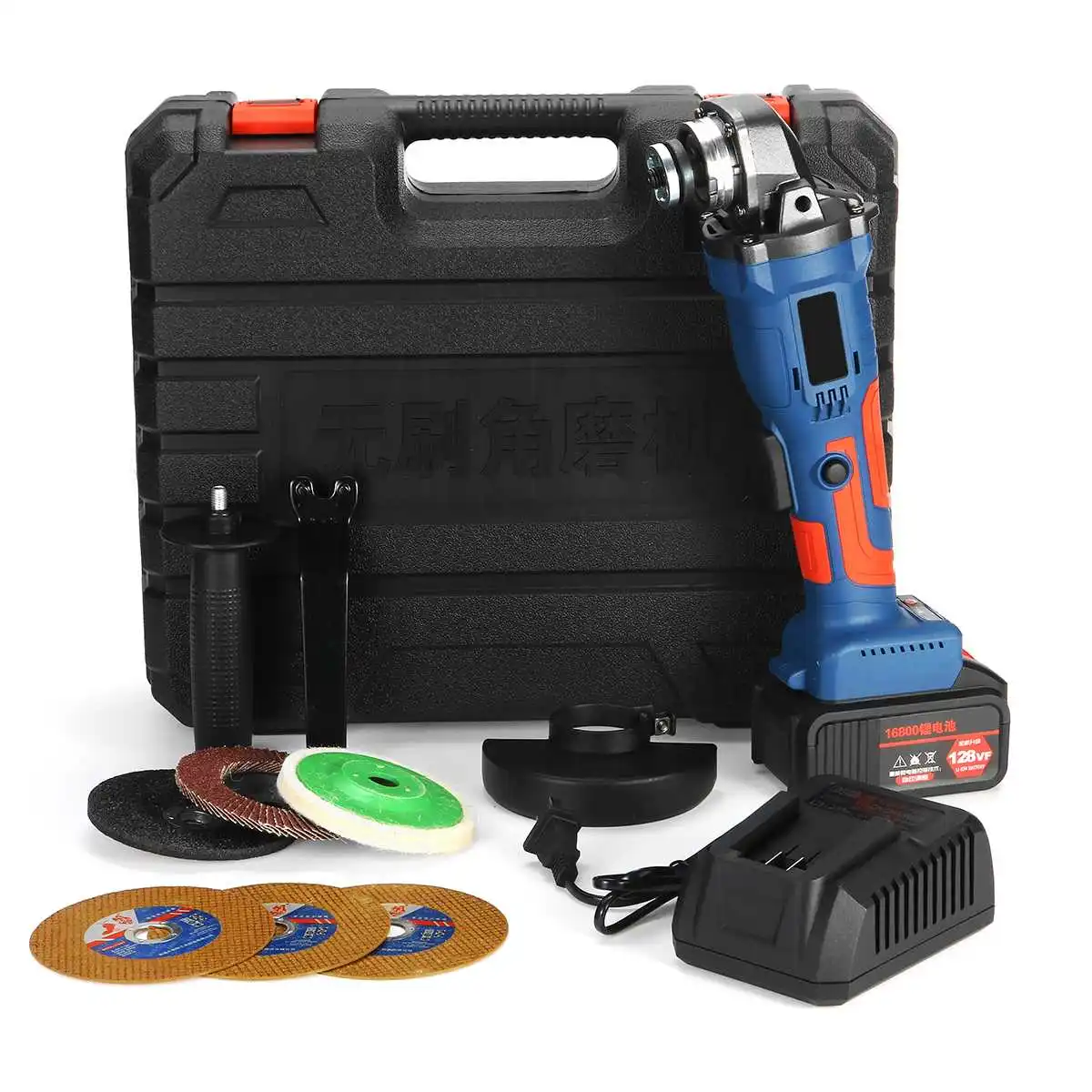 

18V Brushless Angle Grinder Tool 100mm Variable Speed 16800mAh Lithium-Ion Electric Cordless Grinding Machine Metal Cutter