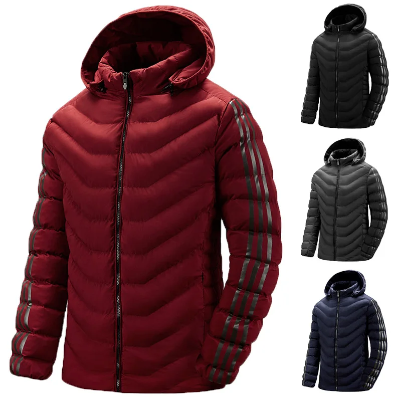 

Мужская хлопковая куртка, Повседневная теплая Толстая ветрозащитная брендовая куртка на молнии, Мужская зимняя модная свободная Водонепро...