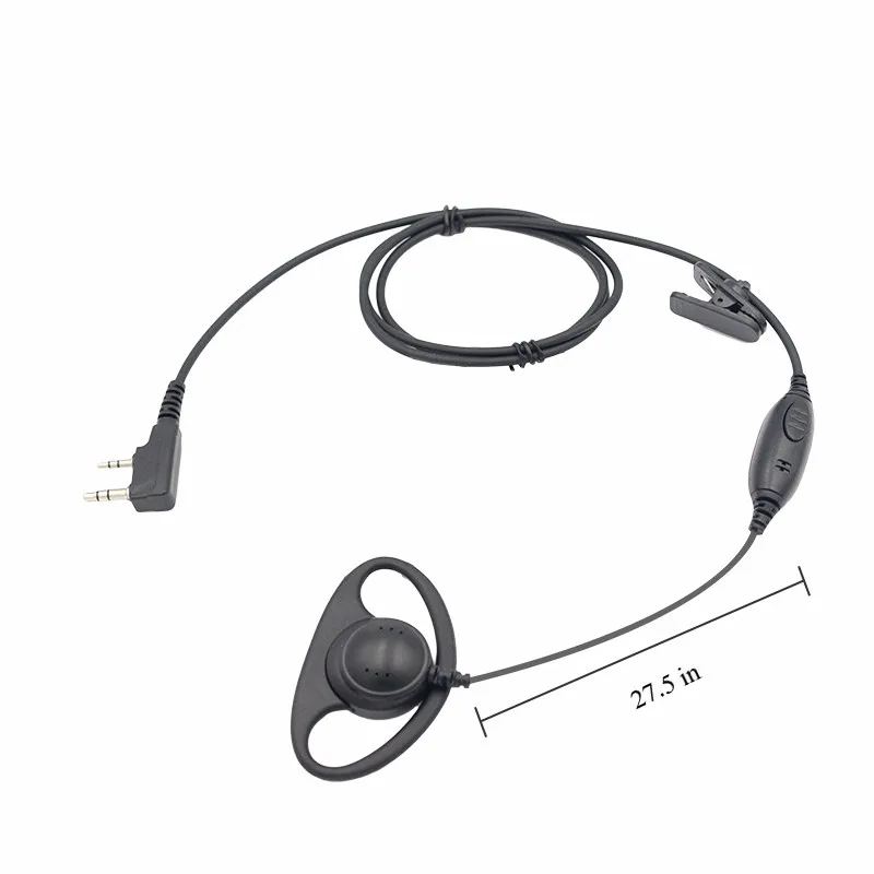 

Two Way Radio Earpiece 2 Pin D Shape Walkie Talkie Headset with PTT Mic for UV5R 888S UV-82HP BF-F8HP Kenwood Retevis H-777 RT21