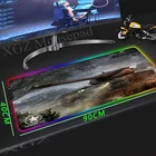 Большой игровой коврик для мыши XGZ на заказ, RGB, черный коврик для компьютерного стола с застежкой по краю, с аниме-фильмом Tank World, скоростной резиновый нескользящий, размер Xxl
