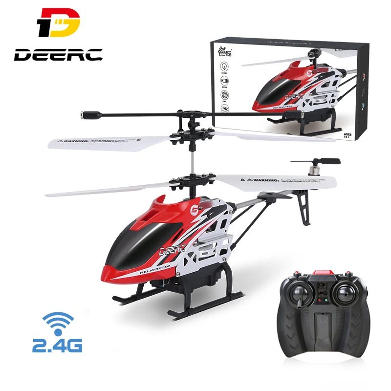Deerc rc helicóptero 2.4g aeronaves 3.5ch 4.5ch rc avião com luz led anti-colisão durável liga brinquedos para iniciantes crianças meninos