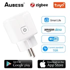 Умная розетка Aubess Zigbee, розетка с ЖК-дисплеем, дистанционным управлением, работает с Alexa Google Home