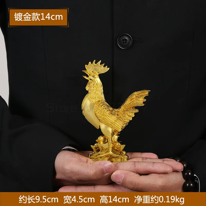 

Chinese Style Handmade Copper Chicken Decoration Golden Large Cock Chinese Zodiac of Rooster Money Lucky Home Living Room