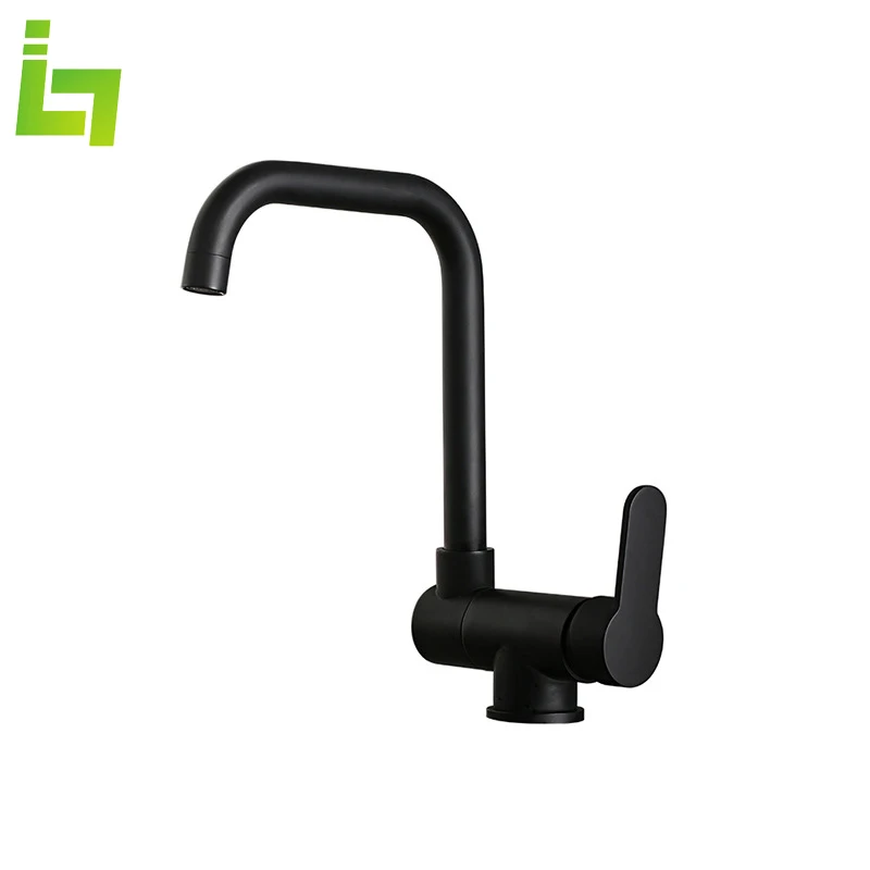 

Матовый черный кухонный смеситель, кухонный кран для холодной и горячей воды с вращением на 360 °, выдвижная двухфункциональная накладка