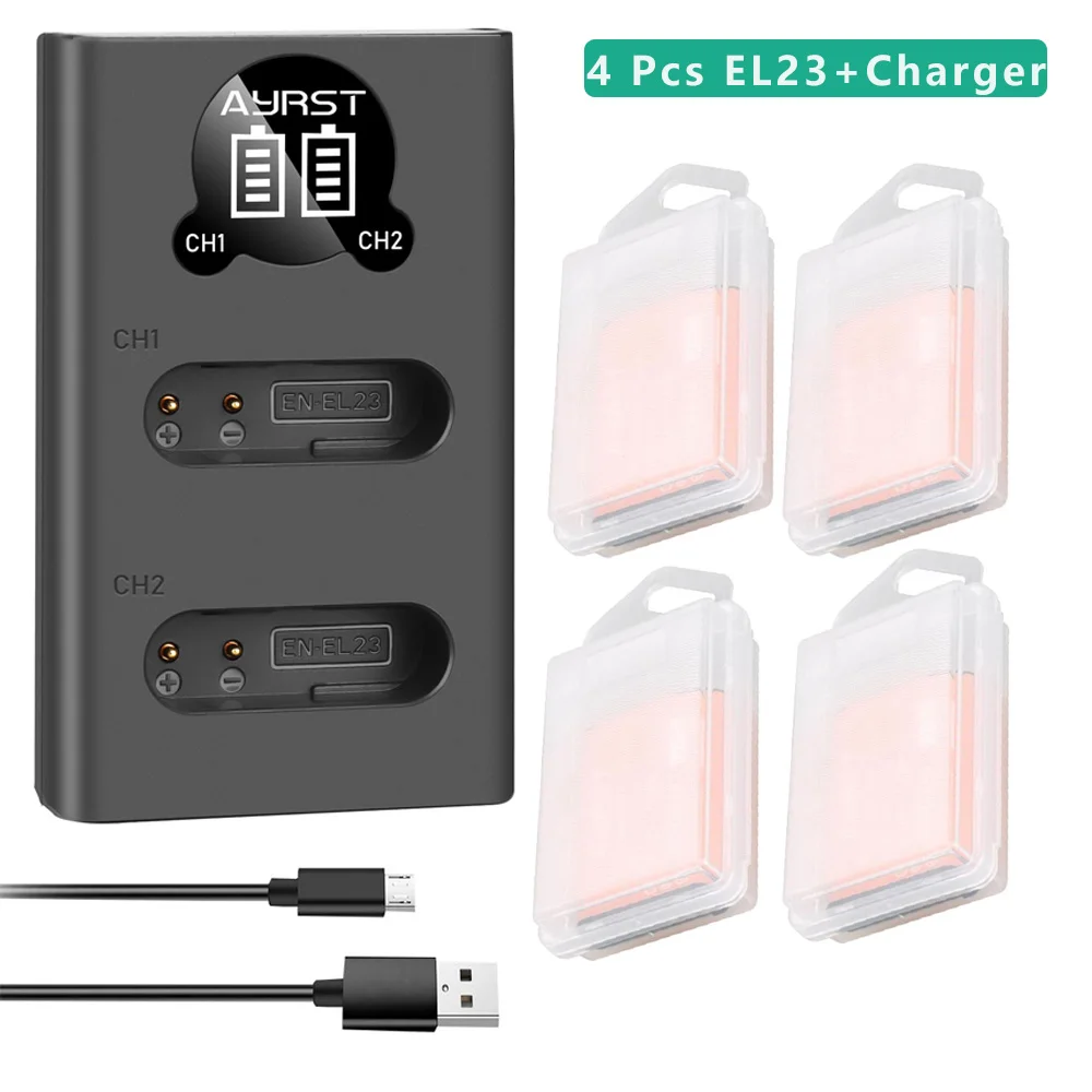 Аккумулятор EL23 2000 мАч + двойное зарядное устройство совместимое с Nikon COOLPIX P900 P610 P600