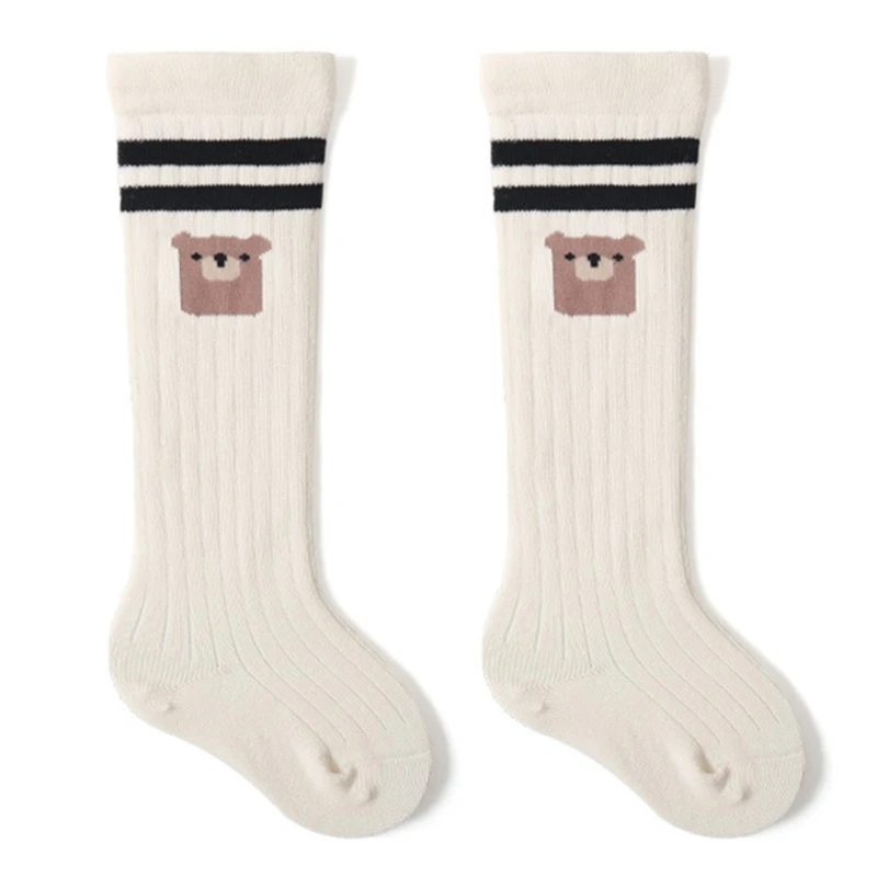 

1 Pair Cartoon Baby Socks Children Breathable Knee Length Socks Solid Color Non-slip Floor Walking Socks Cotton Stocking