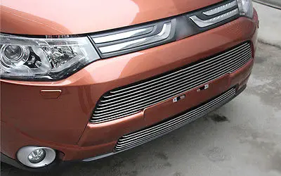 2* Front Center Grill Grid Grille Cover Trim For Mitsubishi Outlander 2013 2014 | Chromium Styling