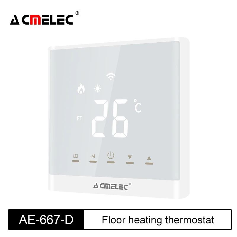 

Floor Heating Adjustable Digital Thermostat For Electric/Water/Gas Boiler Touch Screen LED Room Temperature Regulator AE-667D