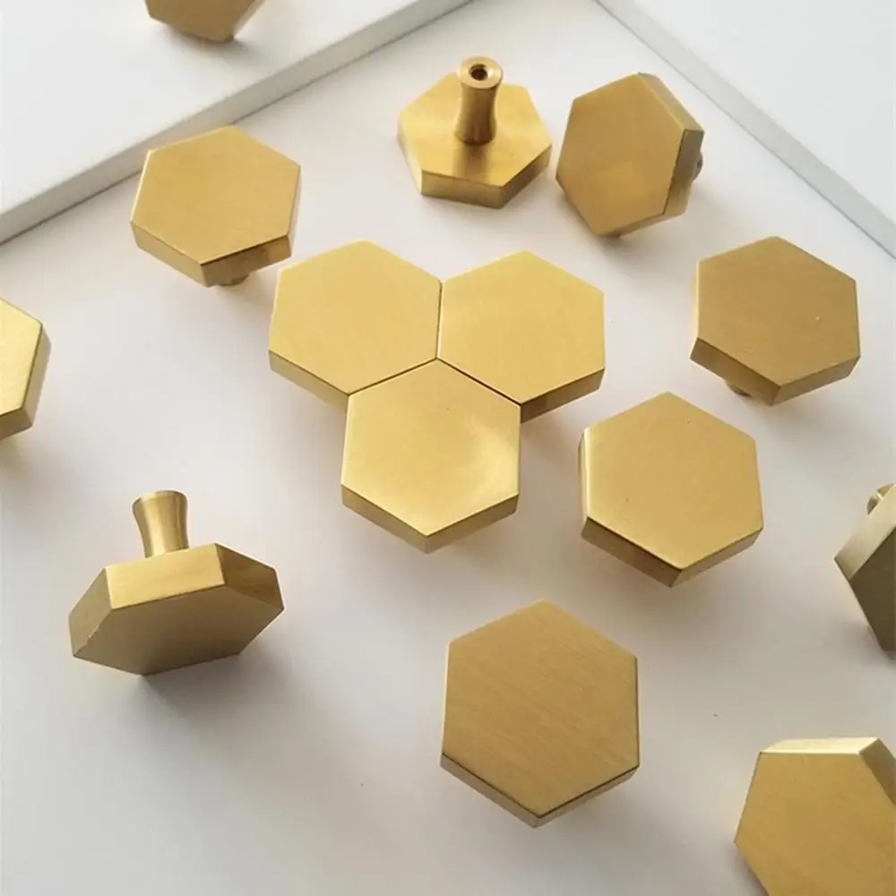 Золотая антикварная медный шестигранник ручки шкафа Ручка комода ящика Тянет