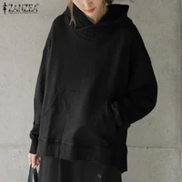 zanzea 2021 female fashion solid hoodies women hooded sweatshirts clothing pocket top oversize casual long sleeve chic pullovers