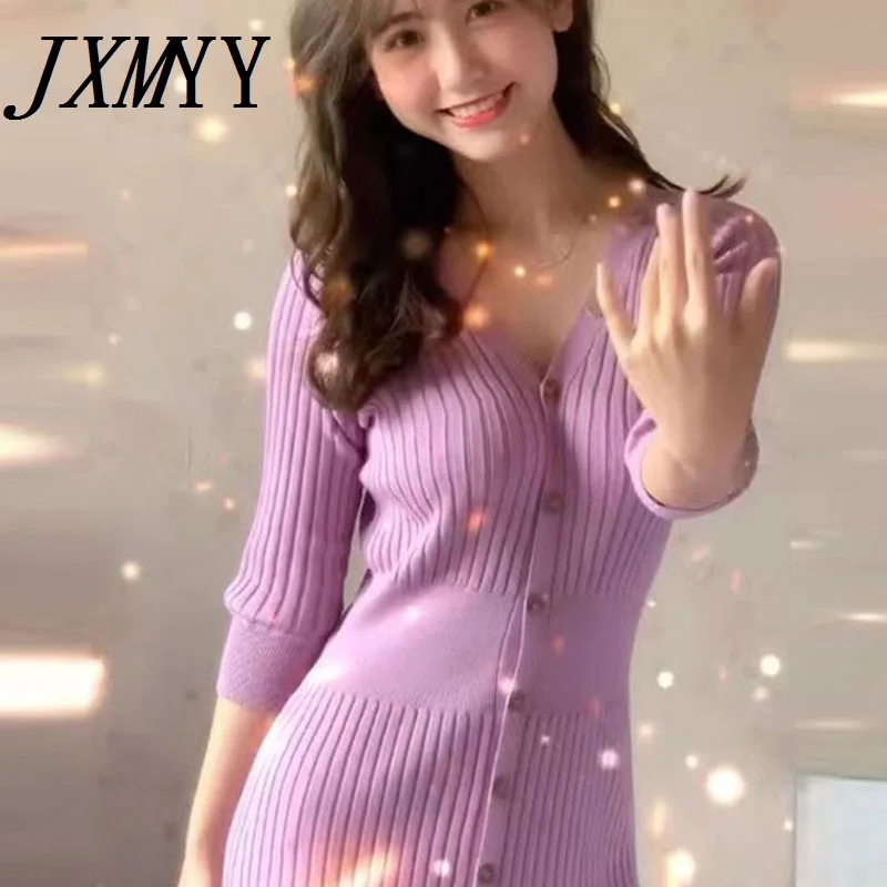 

JXMYY 2021 Летняя мода новые продукты мягкий стиль Простой Большой уличный синий войны рубашка трикотажное женское платье для путешествий