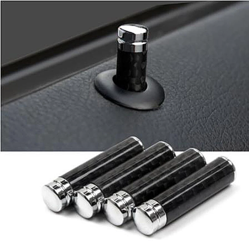 Carbon Fiber Bolt Door Lock Stick Pin Cap Case Car Accessories for Dodge Charger Ram 1500 Challenger Jeep Grand Cherokee Caravan |