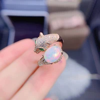 natural opal ring leopard style high fire color luxury fashion womens jewelry s925 sterling silver plated 18k gold engagement