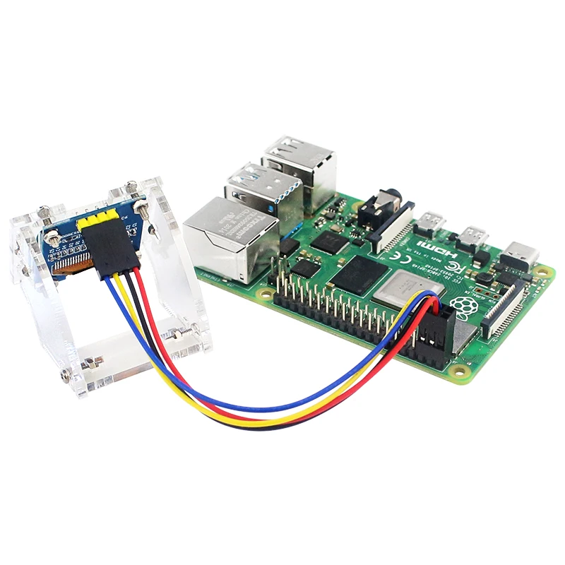 Raspberry Pi 4 0 96 дюйма OLED I2C 4-контактный ЖК-экран модуль отображает температуру