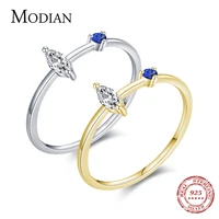 modian simple gold color stackable rings 100 925 sterling silver trendy rhombus clear cz finger ring for women party jewelry