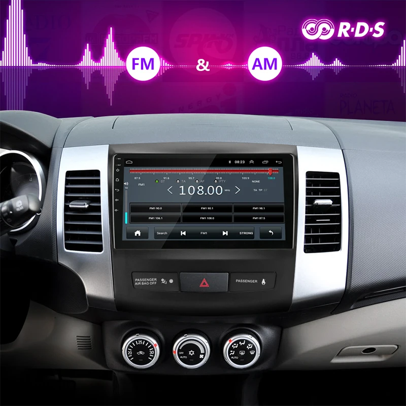 Vtopek 9" 4G Wifi Android Автомагнитола для Mitsubishi Outlander 2 2005-2012 2.5D Сенсорный экран 2G+32G Видеоплееры Coche с рамкой.