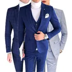 Мужской Клетчатый комплект из 3 предметов большого размера (Блейзер + брюки + жилет), осень 2020, мужские костюмы, Свадебный банкетный костюм