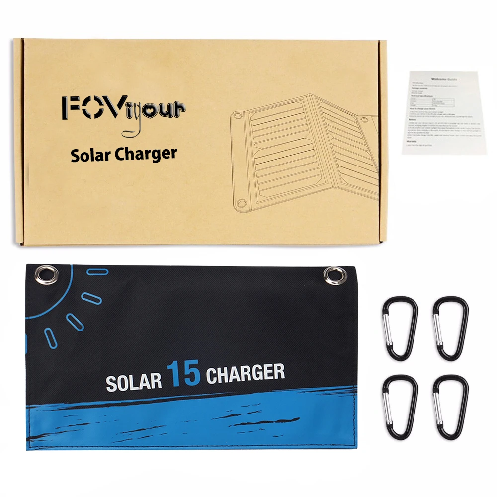 Fovigour Порты и разъёмы в состоянии 15 Вт складной Водонепроницаемый Солнечный
