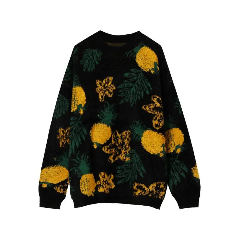 

2020 Autumn winter new loose Pineapple print Sweater Men fashion long sleeve pullover Casual Man knitted sweater Tops w1277