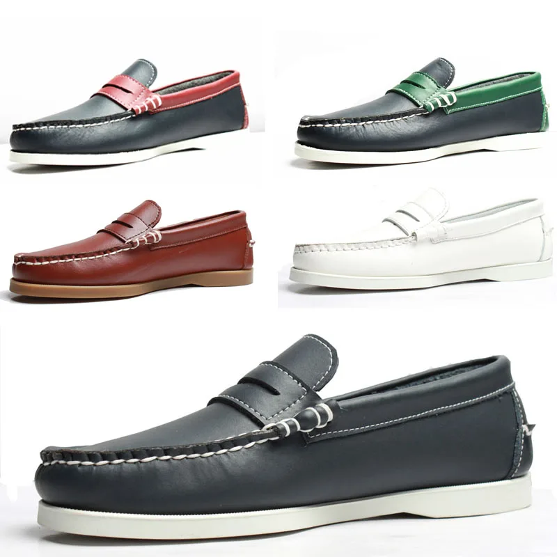 Кожаная обувь цвета красного вина Водонепроницаемые мокасины Мужская