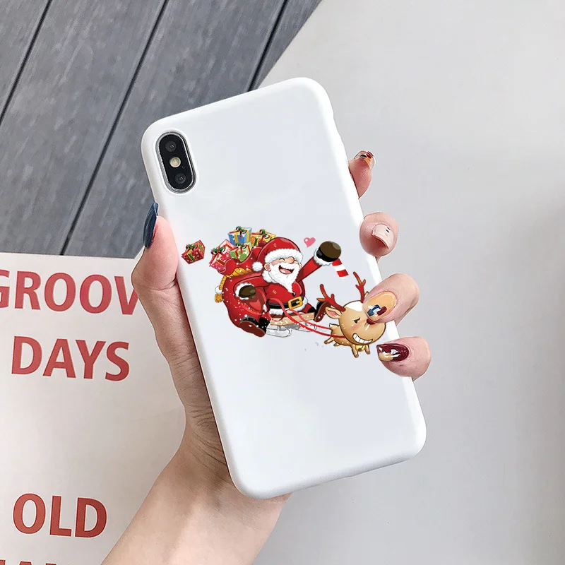Чехол с рисунком на год и Рождество для iPhone 11 Pro XS Max X XR, Мягкий Силиконовый ТПУ матовый чехол для iPhone 6, 6 S, 7, 8 Plus, 5 5S, чехлы