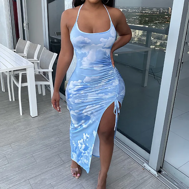 

2021 New Backless Printed Mesh Tunic Beach Dress And Bikini Set Sexy Women 3PCS/SET Cover Up Swimwear Set Beachwear