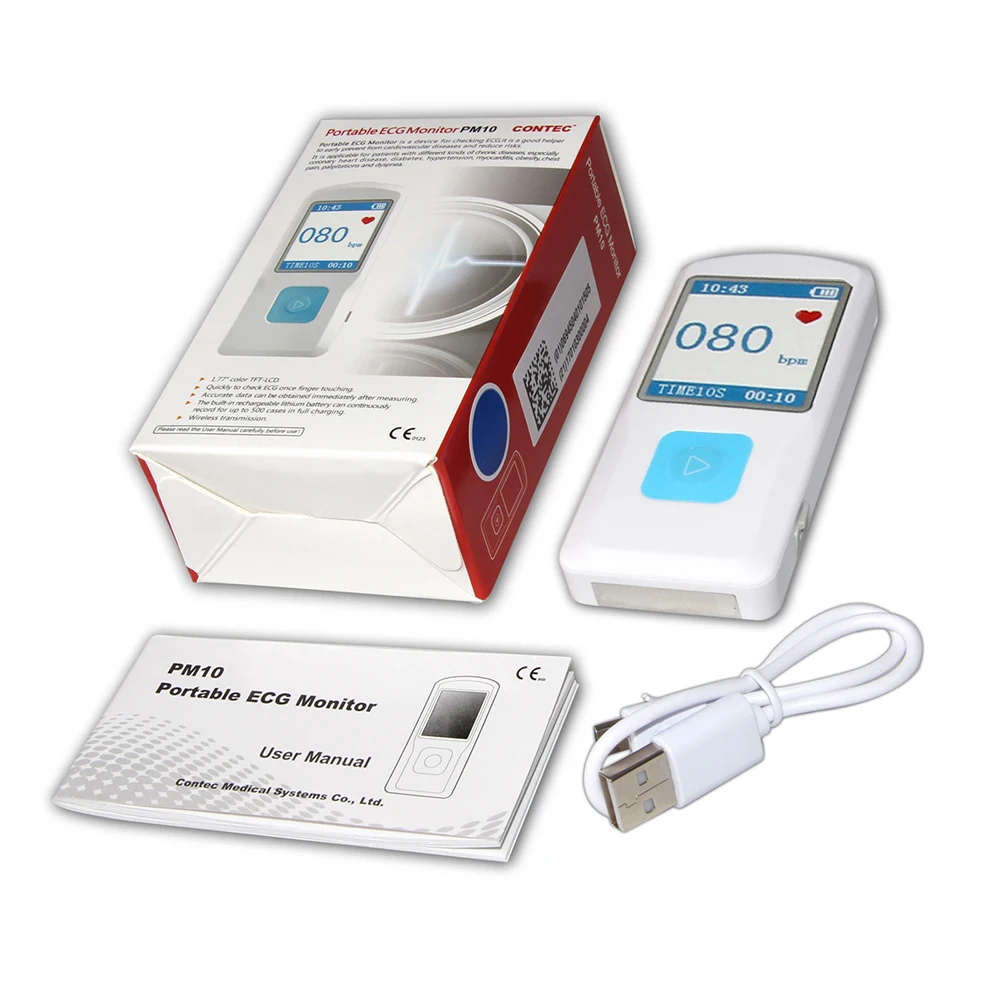 Portable ECG EKG Machine Color Screen Monitor Handheld Heart Rate BT USB PC Software Electrocardiogram | Красота и здоровье