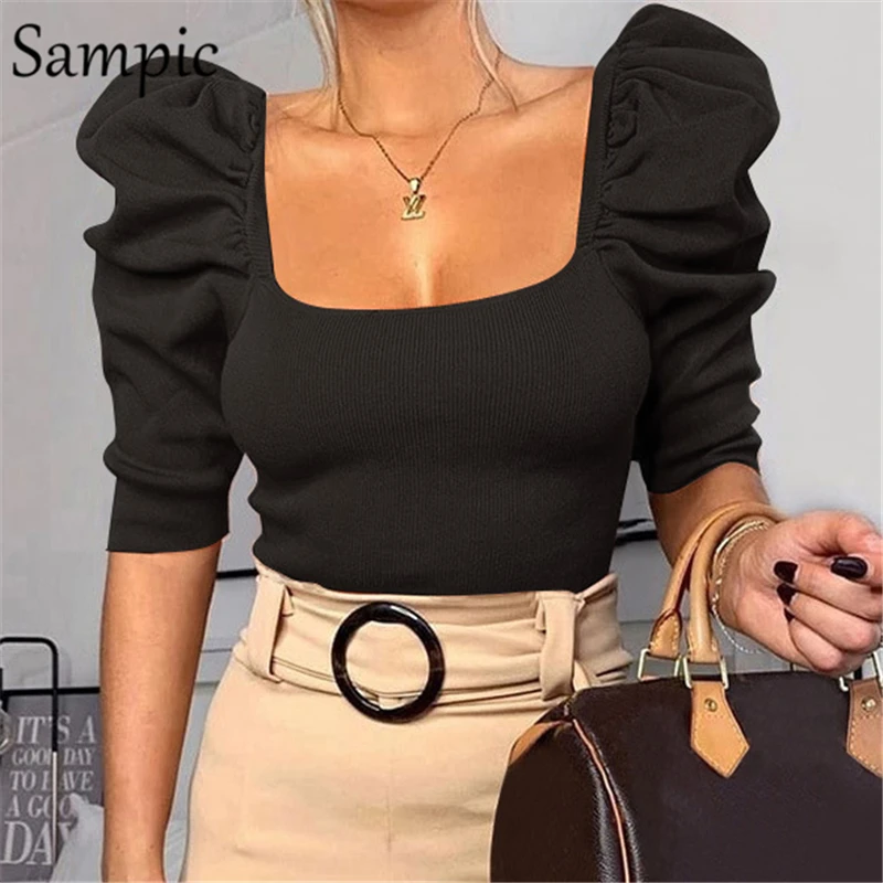 Sampic/Повседневная женская верхняя одежда Облегающий белый укороченный топ с