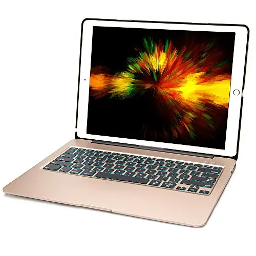 Для iPad Pro 12,9 Bluetooth клавиатура чехол для iPad Mini, Алюминий клавиатура крышка корпуса Folio+ 5600 с зарядным устройством для внешнего Батарея+ 7 цветов с подсветкой - Цвет: Золотой