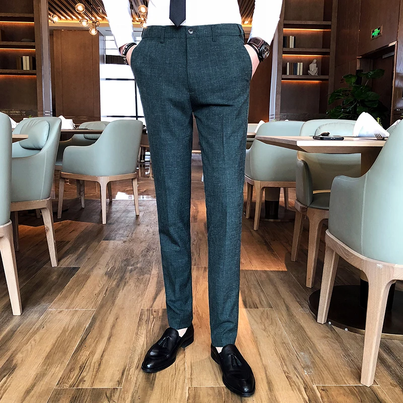 Мужской деловой костюм однотонного цвета брюки для отдыха свадьбы жениха