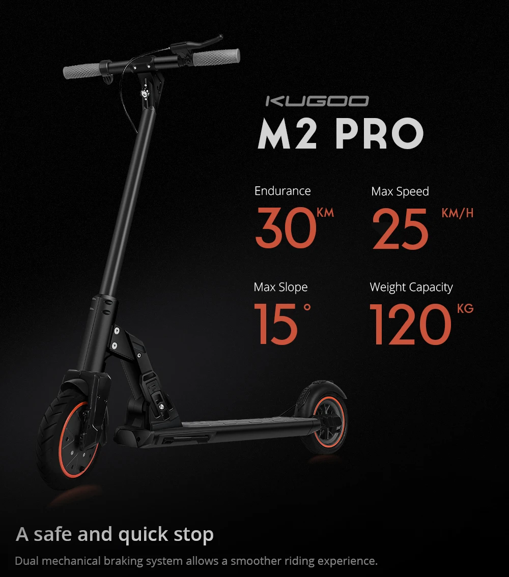 [Европейский запас] KUGOO M2 PRO складной электрический скутер 350 Вт двигатель ЖК-дисплей экран 3 режима скорости Макс 30 км/ч 8,5-дюймовые шины XIAOMI M365