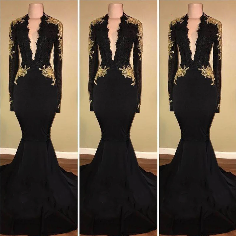 Eightale арабские вечерние платья Дубай аппликации кружева с длинным рукавом черный
