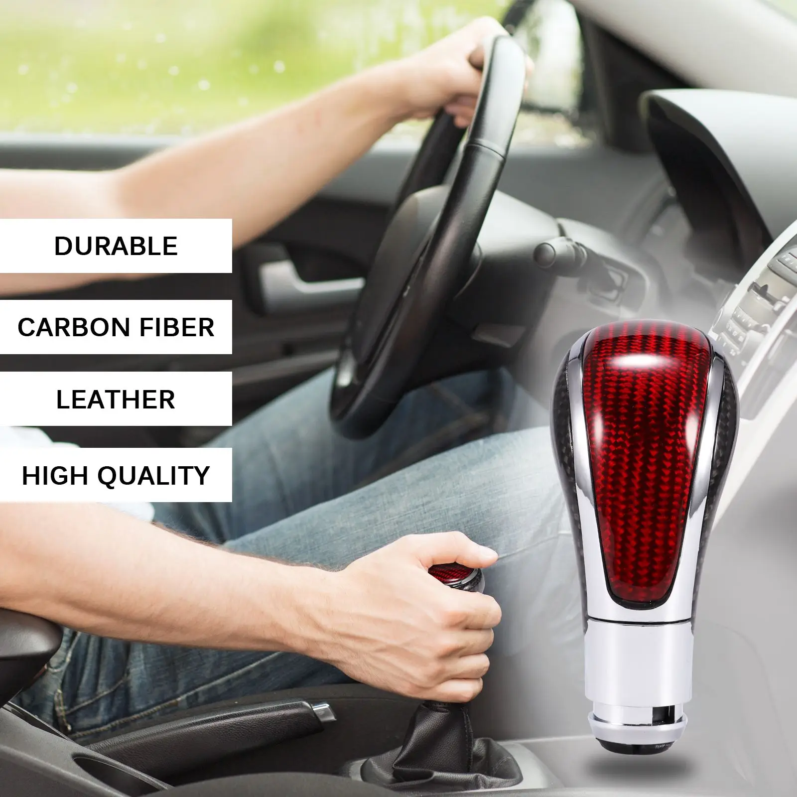 

Automatic Gear Shift Knob Head Handle Gaiter Boot Cover Carbon Fiber Leather for Vau xhall Buick Regal Opel Insignia 2009-2013