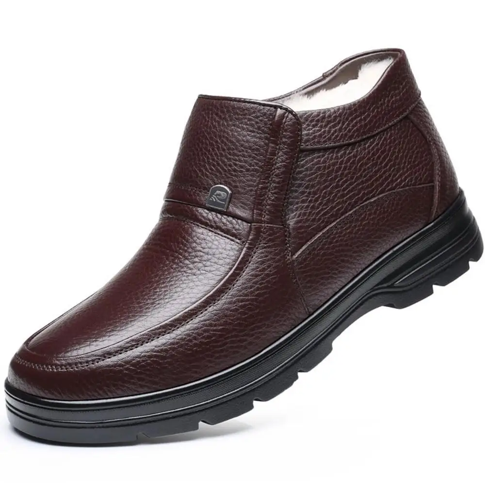 Зимние мужские ботильоны из натуральной кожи обувь больших размеров 38 48 Теплая