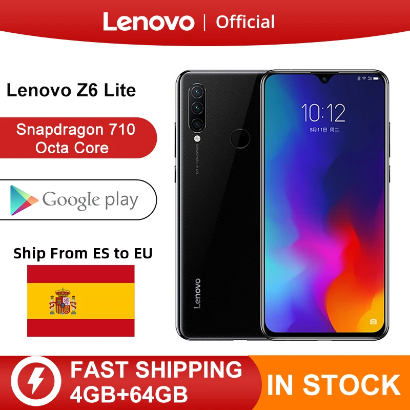 Оригинал Lenovo Z6 Lite 4 ГБ 64 Смартфон Snapdragon 710 Восьмиядерный тройная задняя камера 19 5: 9
