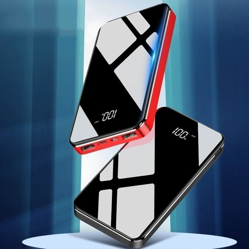 50000mah power bank portable phone charger mirror digital display external battery 2 usb fast charging for xiaomi samsung iphone free global shipping