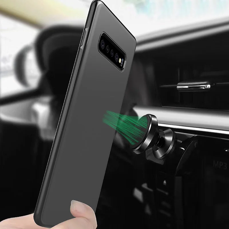 Магнитный чехол для Samsung Galaxy S9 S10 Plus S10e + мягкий матовый из ТПУ металлический лист